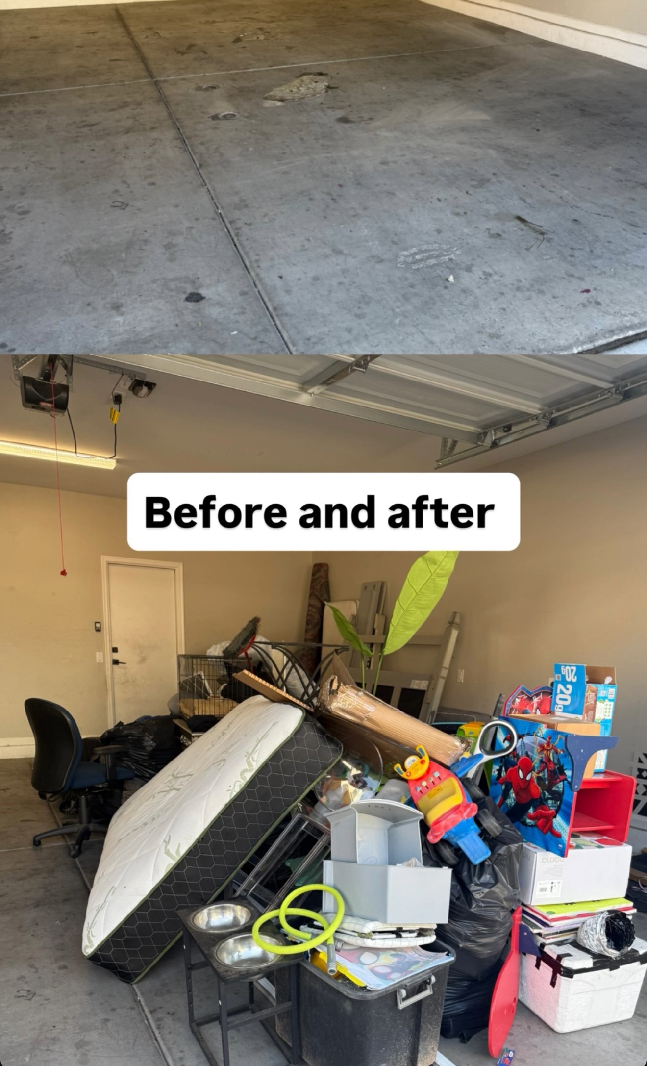 Garage before and after junk removal